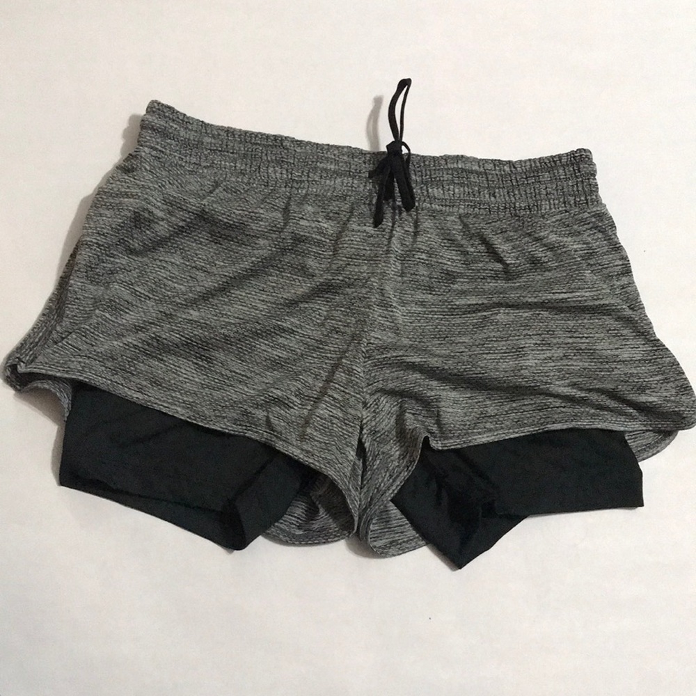 Gray Work Out Shorts with Spandex Lining